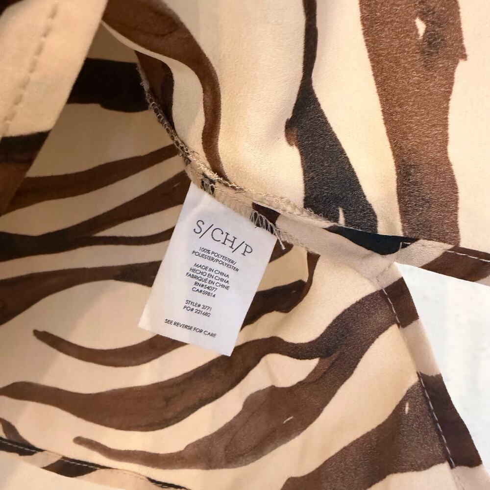Cabi Flutter Sleeve Neutral Color Zebra Print Siz… - image 4